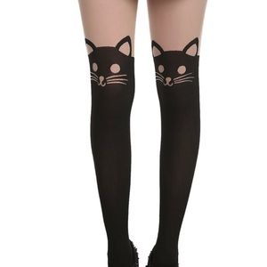 Blackheart Cat Faux Thigh High Tights